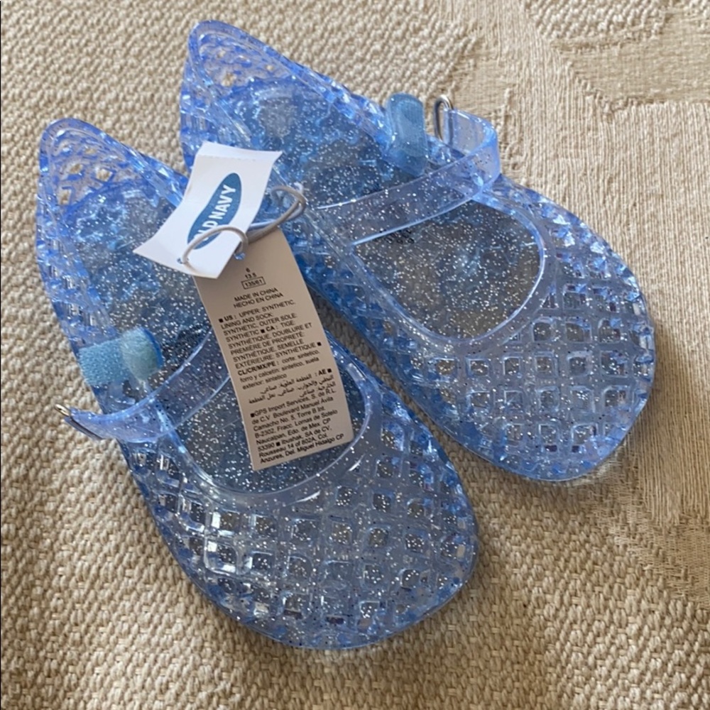 NWT Toddler 6 Old Navy Clear Silver Glitter Jelly